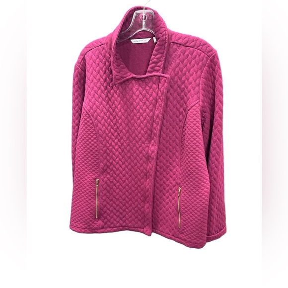Isaac Mizrahi Wine Quilted‎ Zipper Front Jacket - Picture 1 of 5